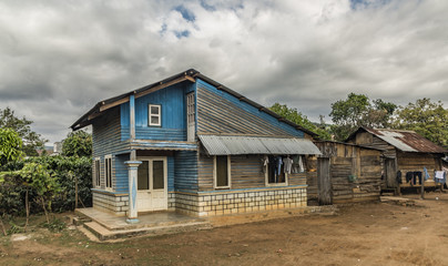Old poor blue house near Da Lat