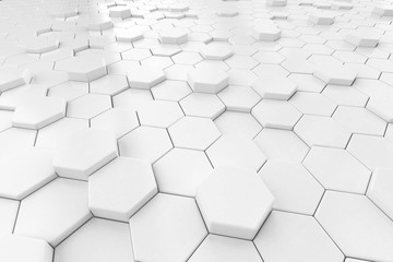 Abstract White hexagon background 3d.