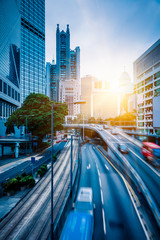 Fototapeta premium urban traffic with cityscape in city of China.
