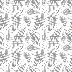 Abstract Monochrome Seamless Pattern with Curved Lines and Strokes on a White Background