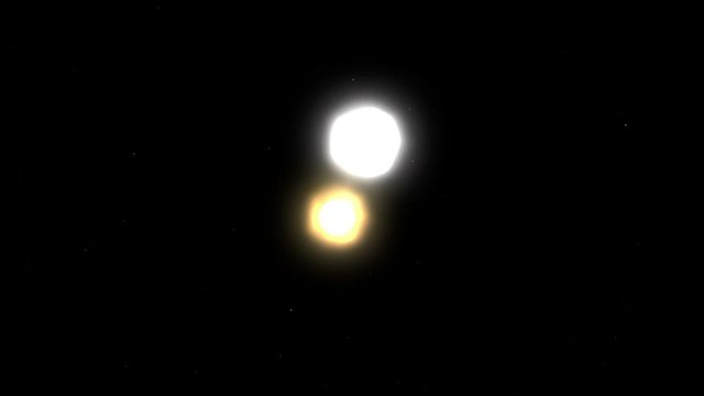 Binary Star System Face On Two stars orbit their common center of mass, also known as the barycenter.