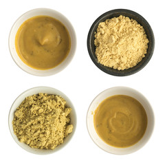 Mustard Sauce with Spices and Mustard Powder Isolated