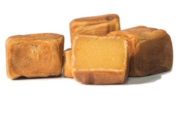 square chinese cake isolate on white