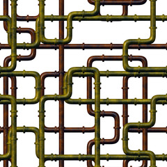 Seamless steampunk pipeline pattern  