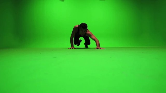 Male model green screen studio, shot on red epic