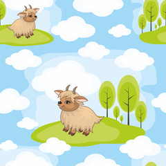 Obraz na płótnie Canvas Vector colorful seamless pattern with the image of farm animals in cartoon style.