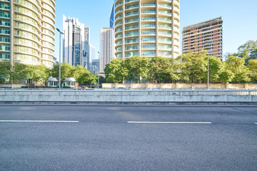 Empty asphalt road and modern buildings in Kuala Lumpur,Malaysia.