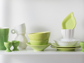 kitchenware on the shelf