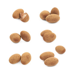 Chocolate coated almond nut isolated