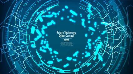 Futuristic Technology Connection Structure. Vector Abstract Background. Blue Electronic Network. Digital System Design