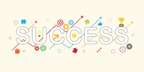 Modern colorful design concept for SUCCESS website banner. Vector illustration for business success.