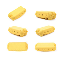 Yellow egg carton isolated