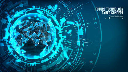 Futuristic Technology Connection Structure. Vector Abstract Background. Future Cyber Concept. Digital System Design