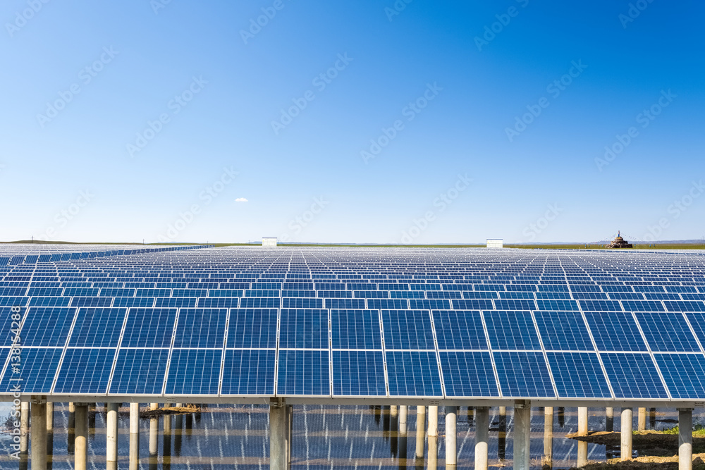 Wall mural solar energy in prairie under the sunny sky