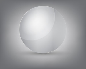 Glass ball on gradient grey background. Vector illustration.
