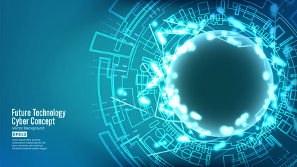 Obraz premium Futuristic Technology Connection Structure. Vector Abstract Cyberspace Background. Future Cyber Concept.