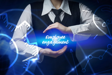  Business, technology, internet and networking concept. Business woman chooses icon - Employee...