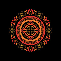 vector oriental chinese ornament asian traditional pattern floral vintage element cut silhouette ornament central asia applique work for t-shirt mongolian ornament