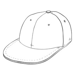 Vector Sketch Retro Baseball Cap with Flat Peak