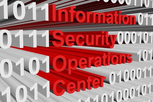 information security operations center in the form of binary code, 3D illustration