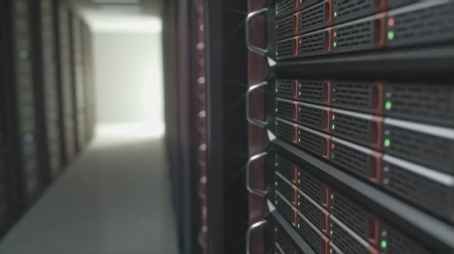 Camera showing the servers in an air conditioned room.