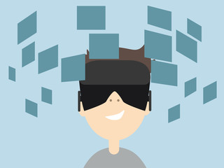 Boy playing VR Glasses.