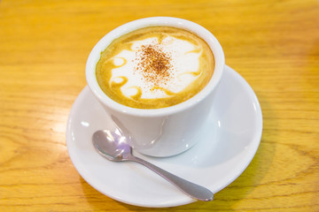 hot coffee on the table