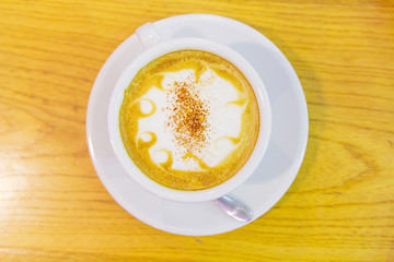 hot coffee on the table