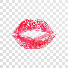 Kiss lips lipstick print or imprint vector transparent - obrazy, fototapety, plakaty