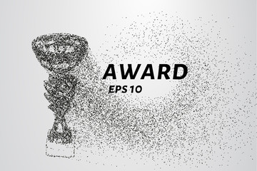 The award of the particles. Sports trophy consists of circles and points. Vector illustration
