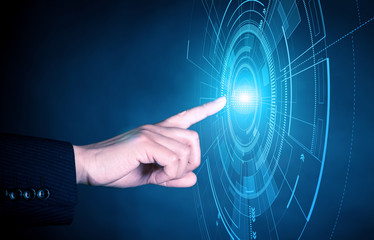 Virtual reality interface, the future of science and technology graphic design.