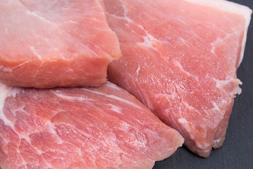raw meat of pork on a dark background