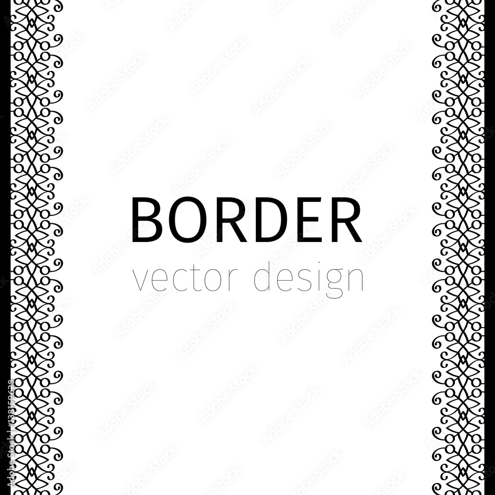 Poster black vertical border with curls