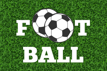 Football and ball green grass field vector