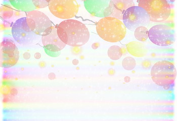 праздничный фон с воздушными шариками и блестками,  пастельных тонов     