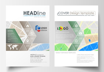 Business templates for brochure, magazine, flyer, booklet or annual report. Easy editable layout in A4 size. City map with streets. Flat design cover template, tourism businesses, abstract vector.