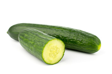 Ripe cucumbers isolated