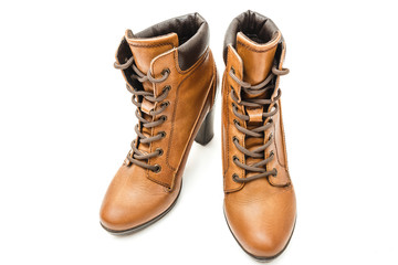 modern female ginger ankle boots isolated on white