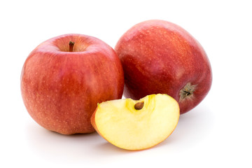 Red apples on a white