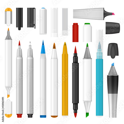 Download "Felt-tip pen marker mockup set, realistic style" Stock ...