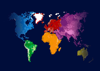 Fototapeta premium World Continents Map - Dots style illustration