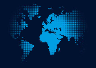 Fototapeta na wymiar World Continents Map - Dots style illustration