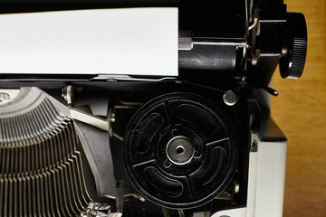 Detail of a black vintage typewriter.