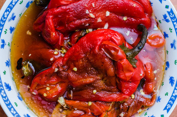 Salad of peppers in olive oil