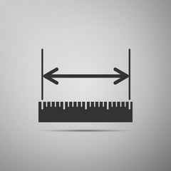 The measuring height and length icon. Ruler, straightedge, scale symbol on grey background. Adobe illustrator