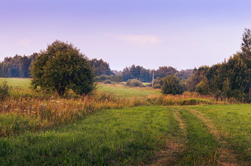 Obraz premium Rural road at sunset