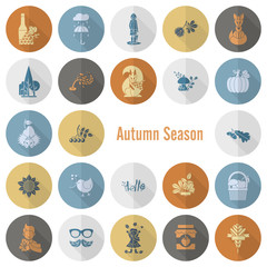 Set of Flat Autumn Icons