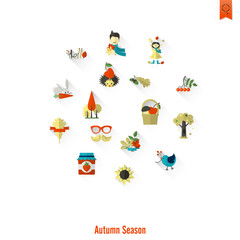 Set of Flat Autumn Icons