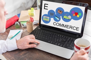 E-commerce concept on a laptop screen