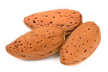 almonds on white background